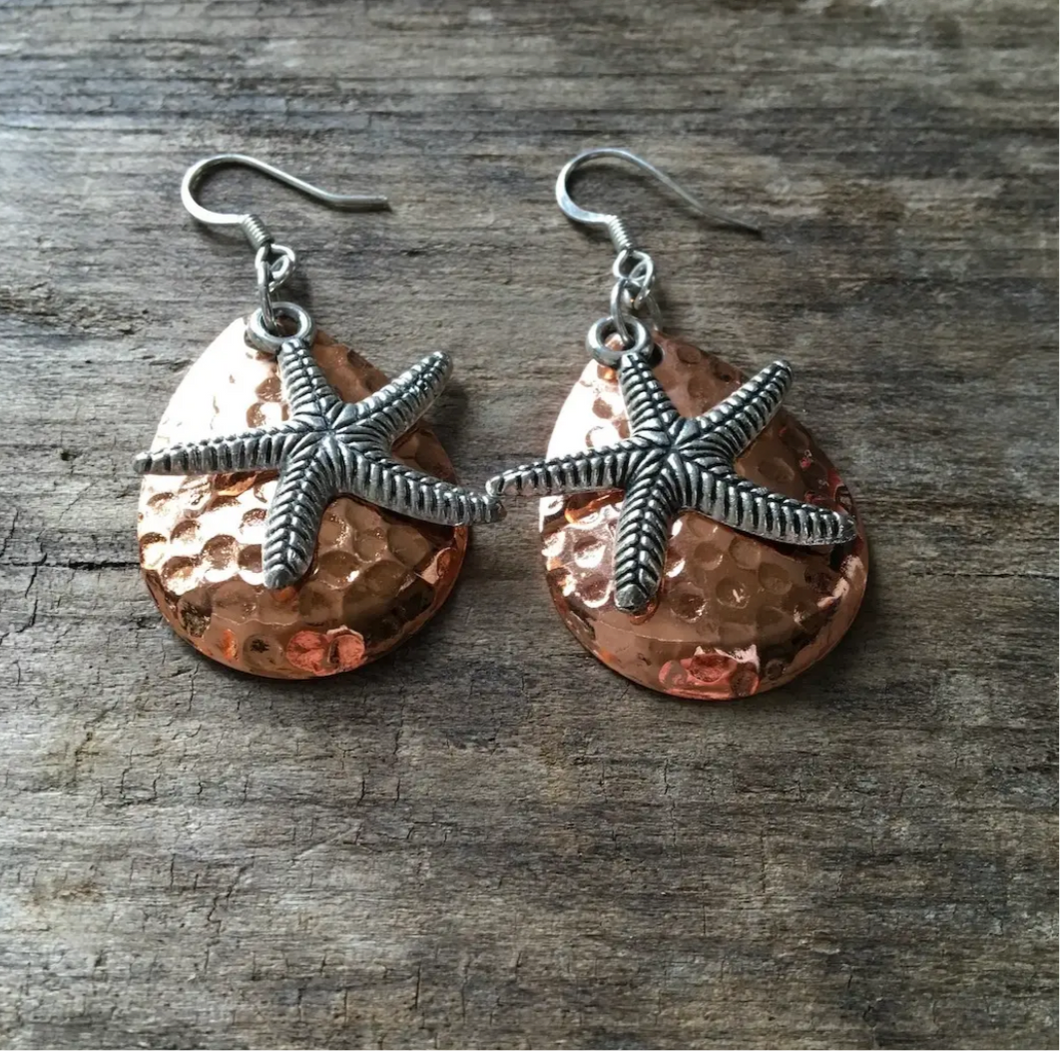 Copper Starfish Earrings