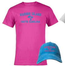 Load image into Gallery viewer, Pink Harbor Island T-Shirt w/ Turquoise Hat - unisex
