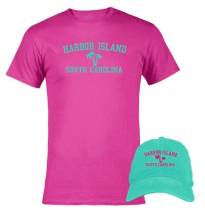 Pink Harbor Island T-Shirt w/Seafoam Hat